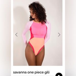 ONEONE swimwear. Savanna one piece. Long sleeve. Cheeky cut. Size Medium.